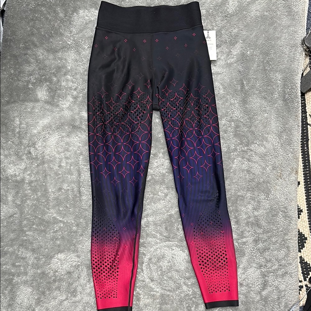 Ultracor Black and Pink Geometric Laser Cut Leggings